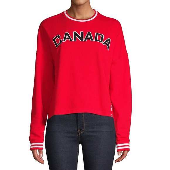 HBC | Varsity Canada French Terry Crop Sweatshirt - Picture 2 of 9